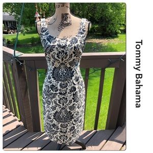 Tommy Bahama Black and Cream Floral Dress
